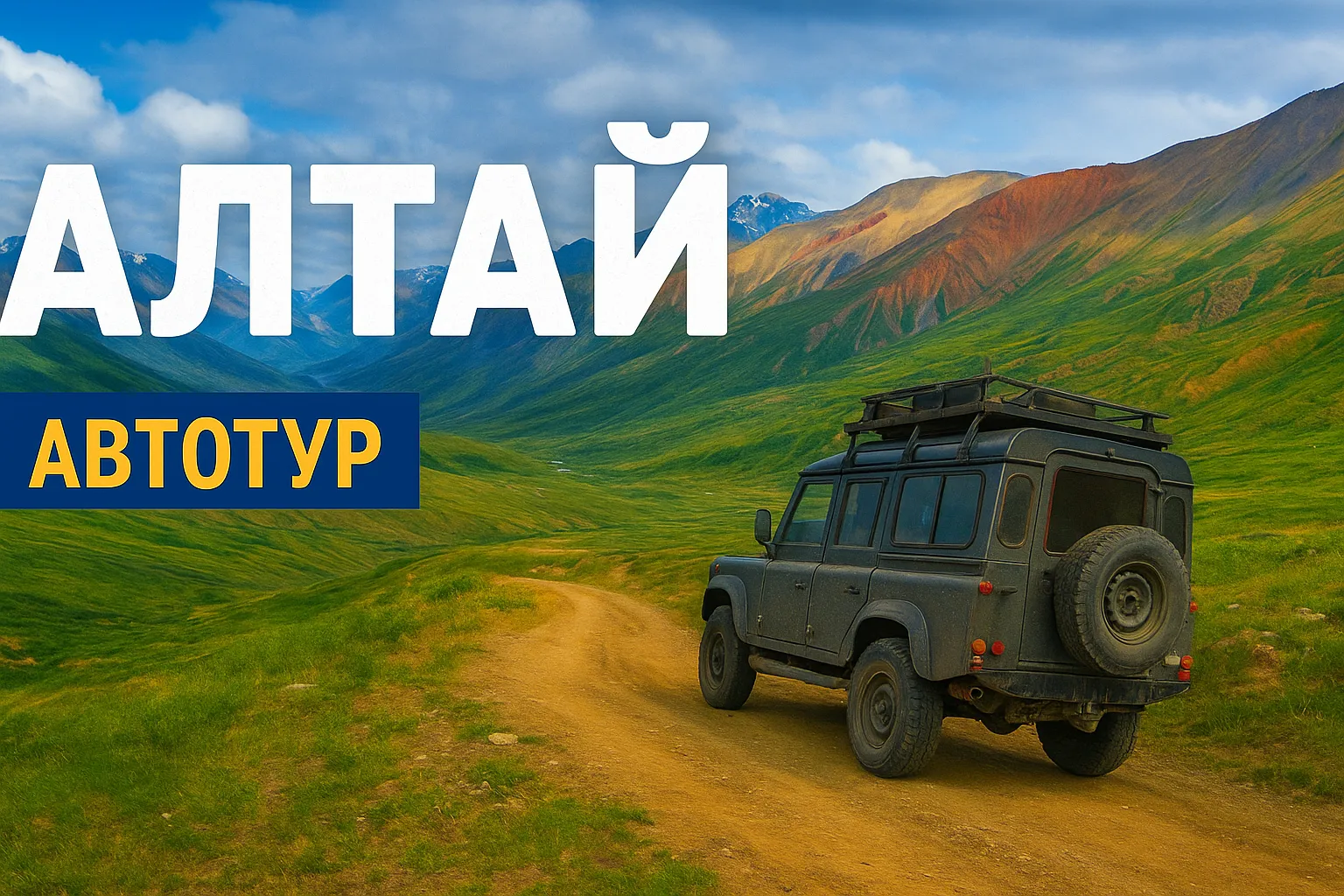 Горный пейзаж Алтая с дорогой вдоль реки и перевалов — тур по Алтаю, Чуйскому тракту и природным достопримечательностям России