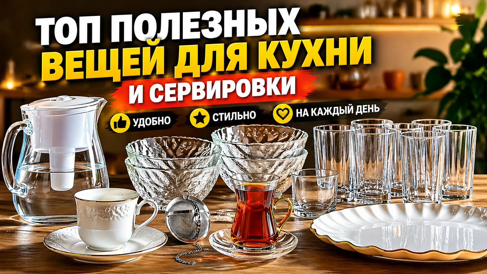 полезные вещи для кухни и сервировки посуда стаканы кувшин чайный набор обзор