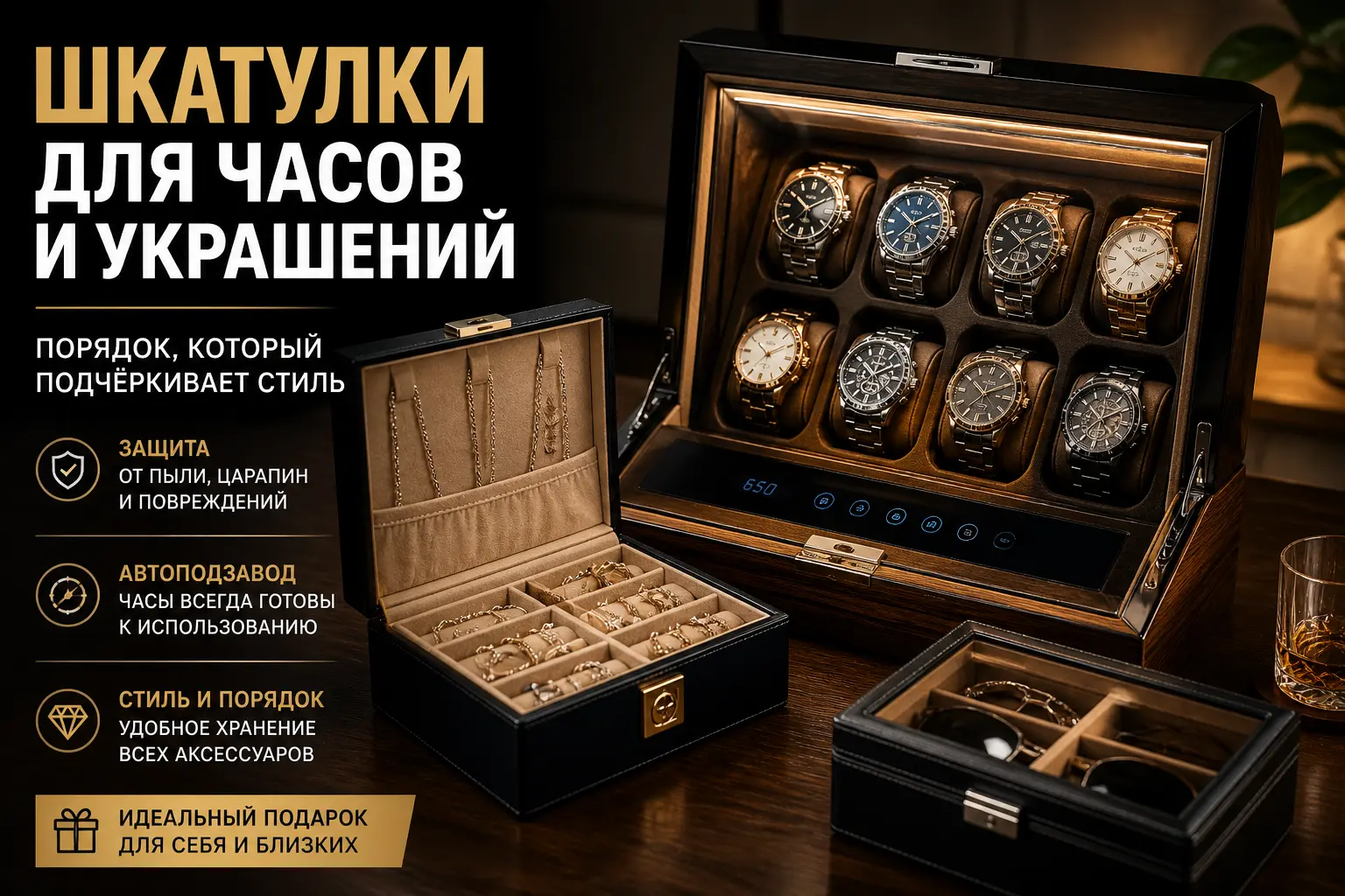 Шкатулки для часов и украшений Timecube &mdash; хранение аксессуаров, автоподзавод и защита от повреждений