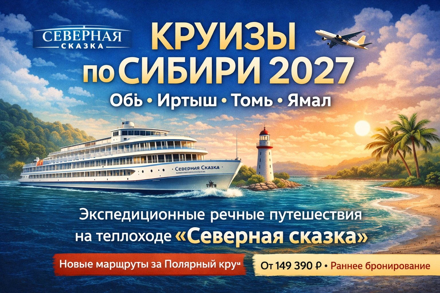 Круизы по Сибири 2027 теплоход Северная сказка маршруты Обь Иртыш Томь экспедиция на Ямал речное путешествие по северу России