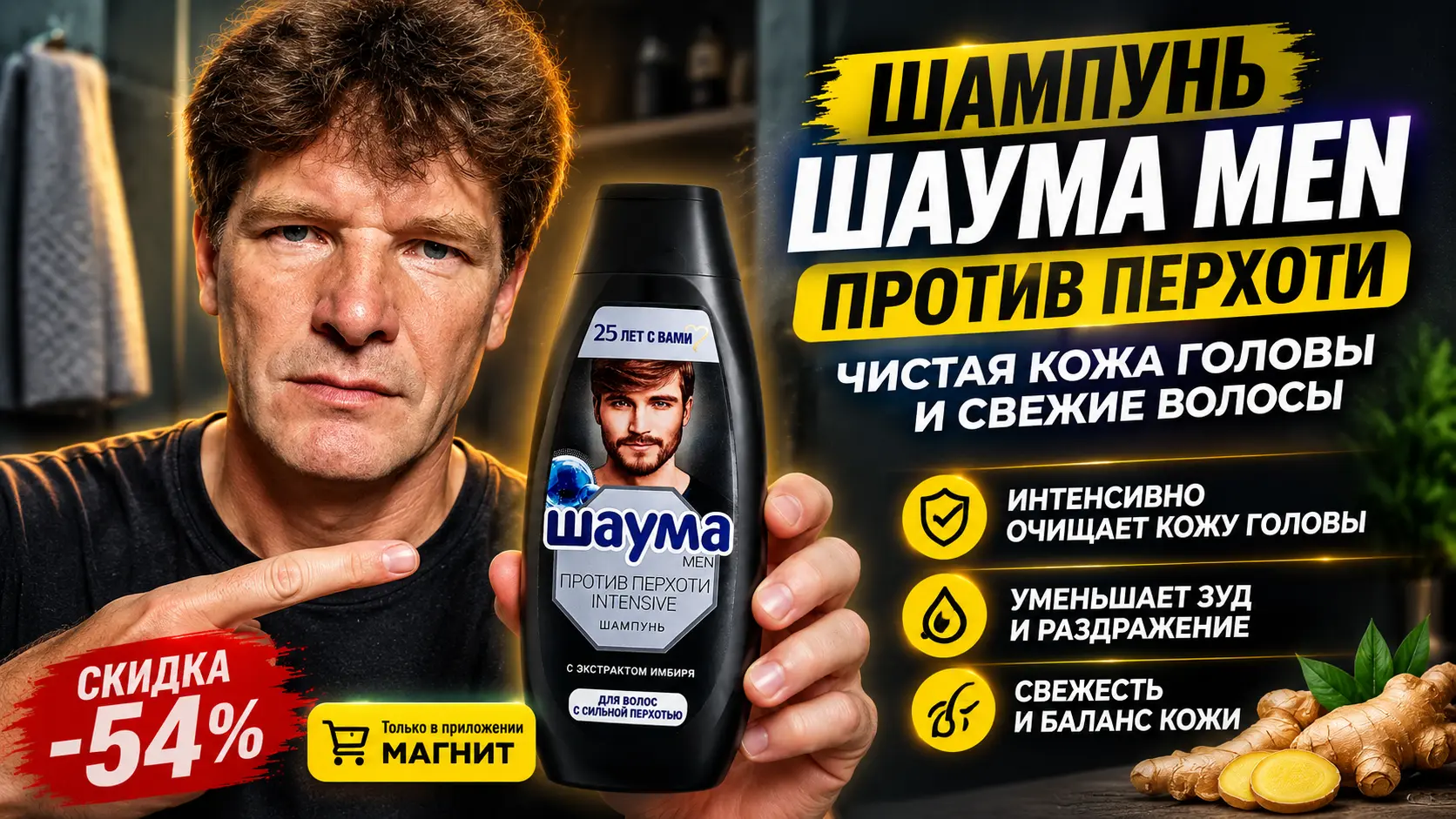 Шампунь Шаума Men Интенсив против перхоти 360 мл для мужчин