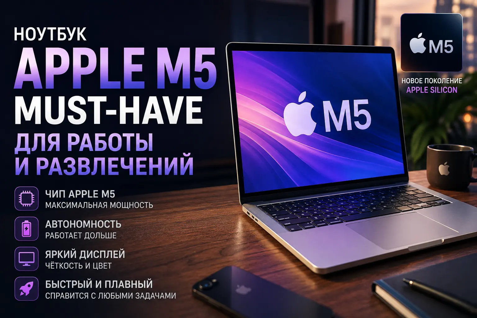 ноутбук Apple M5 для работы и развлечений мощный MacBook Apple Silicon