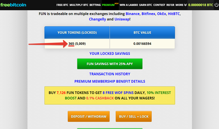 Токены FUN на кране Freebitcoin.